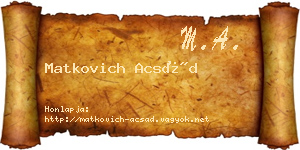 Matkovich Acsád névjegykártya
